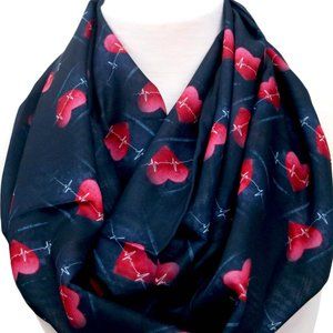 Heart pattern infinity scarf with heartbeat womens accessories valentines day